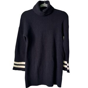 Madewell 100% Merino Wool Blue Turtleneck Sweater Dress Bell Sleeves Sz S